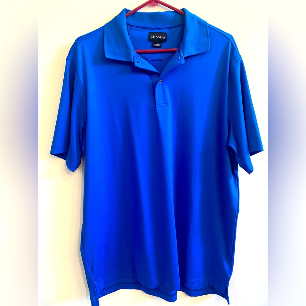 Men’s Chase54 golf polo.  Bright blue.